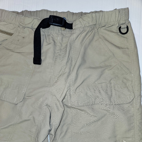 North Face Cargo Pants Mens Large Khaki Belted Nylon Zip Off Convertible Logo - Picture 5 of 12